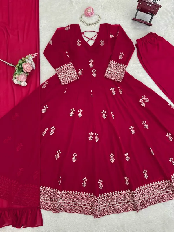 Georgette_Anarkali_Pant_Dupatta_Set