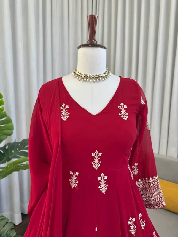 Georgette_Anarkali_Pant_Dupatta_Set