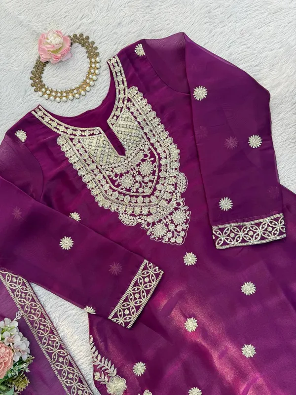 Green_Embroiderd_Suit_With_Pant_And_Dupatta_Set_|_For_Women