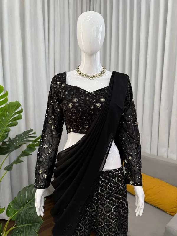 Black_Heavy_Embroidered_Lengha_Choli_Set_With_Dupatta_|_For_Women