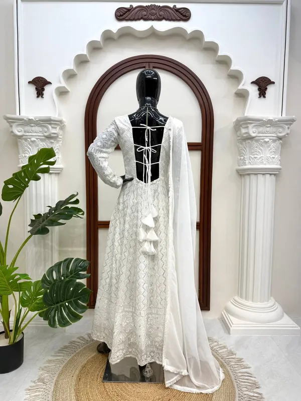 Georgette_Partywear_Gown_Pant_Dupatta_Set