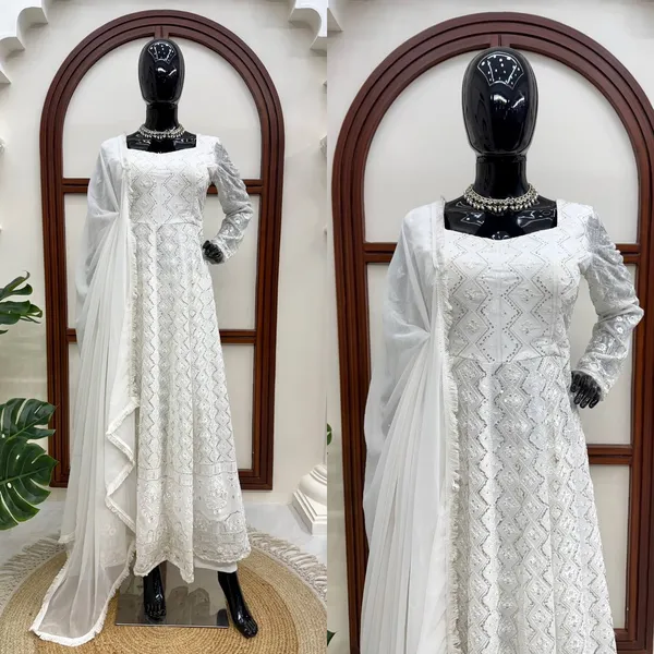 Georgette_Partywear_Gown_Pant_Dupatta_Set