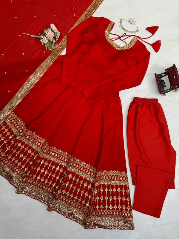 Vichitra_Silk_Party_Wear_Gown_Set