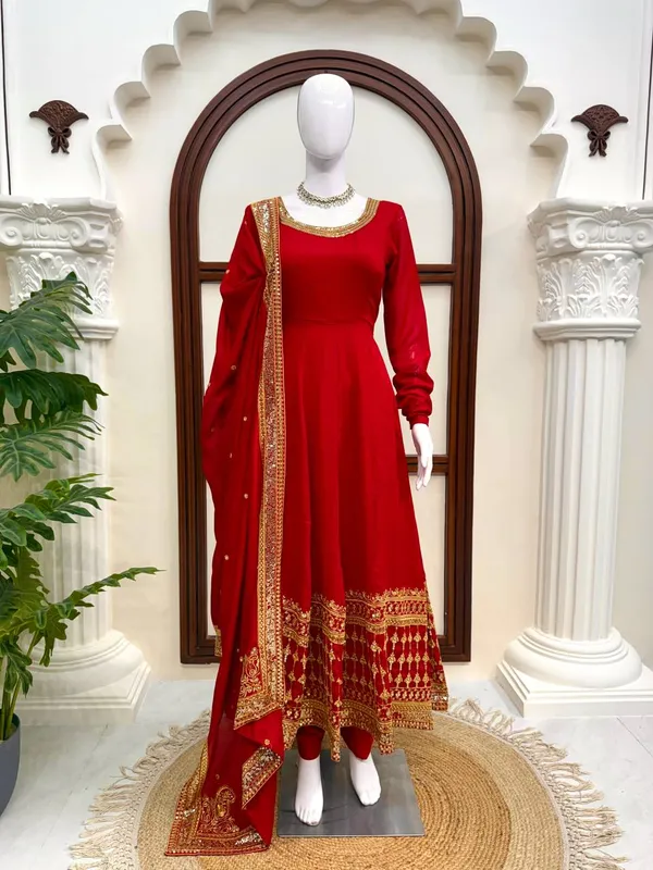 Vichitra_Silk_Party_Wear_Gown_Set