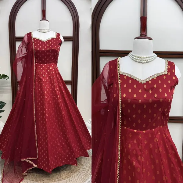 Chanderi_Jacquard_Elegant_Anarkali_Suit_Set