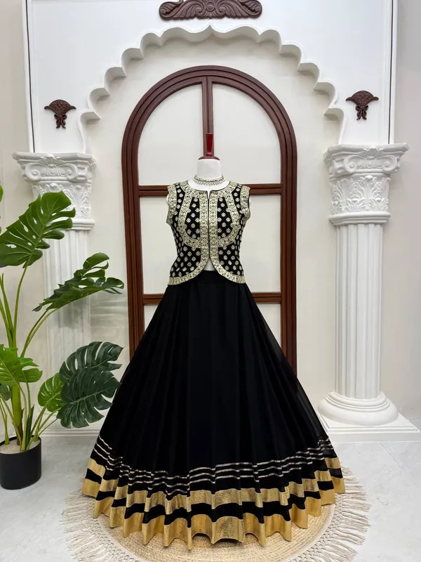 Faux_Georgette_Lehenga_Top_Set