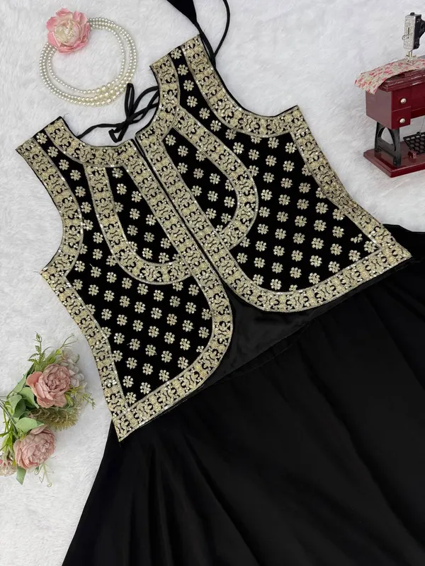 Faux_Georgette_Lehenga_Top_Set