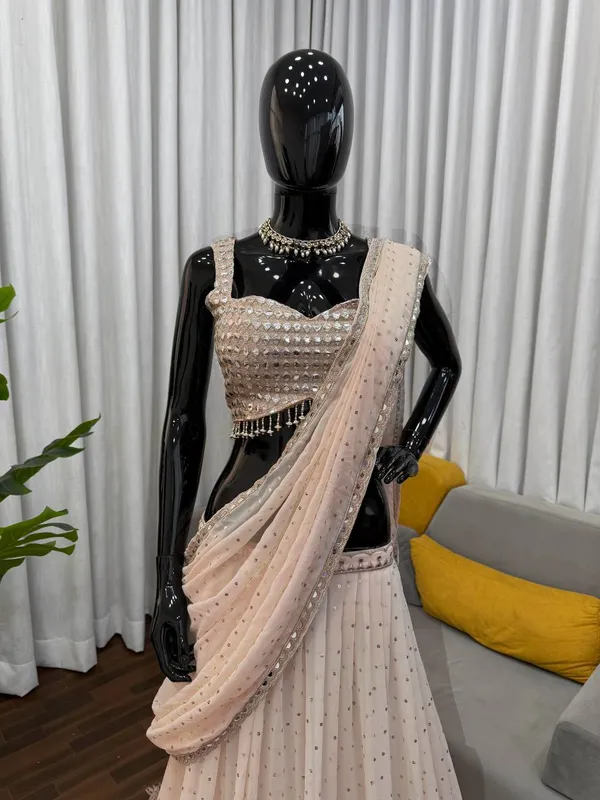 Cream_Heavy_Embroidered_Lengha_Choli_Set_With_Dupatta_|_For_Women