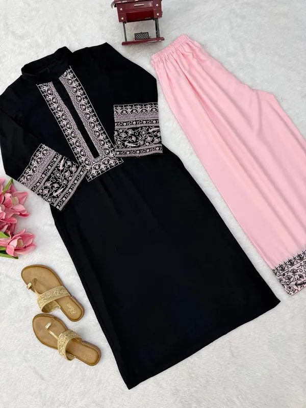 Rayon_Cotton_2_Piece_Set_with_Intricate_Thread_Work_Top_and_Plazo_Black