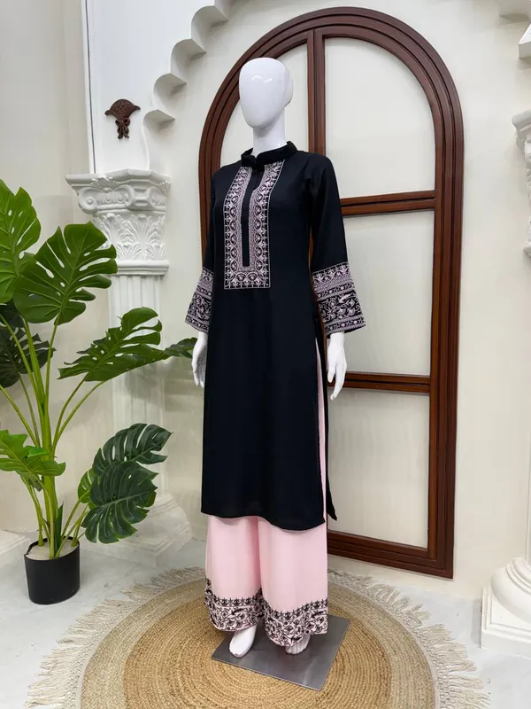 Rayon_Cotton_2_Piece_Set_with_Intricate_Thread_Work_Top_and_Plazo_Black