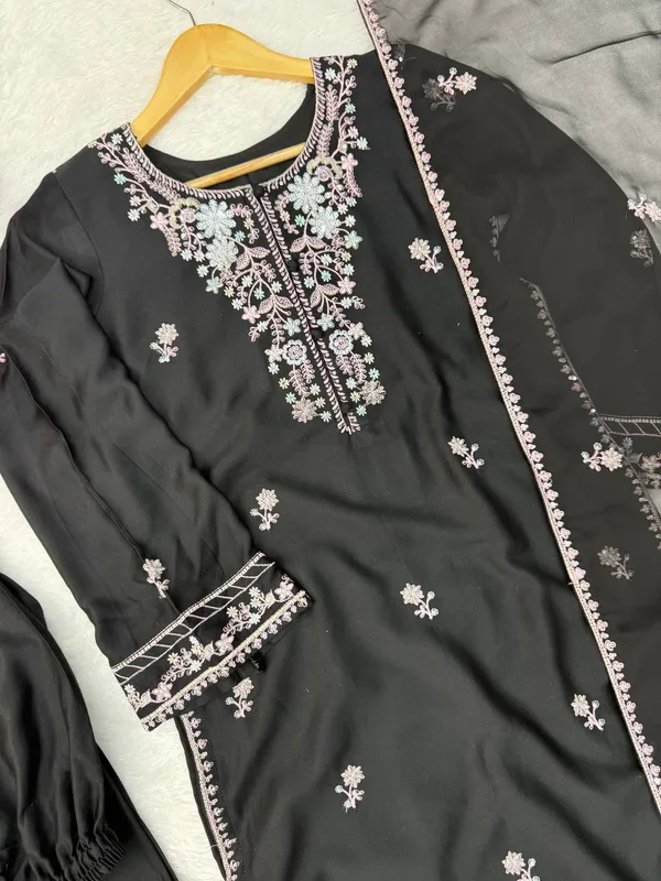 Rayon_Satin_Black_Kurta_Set