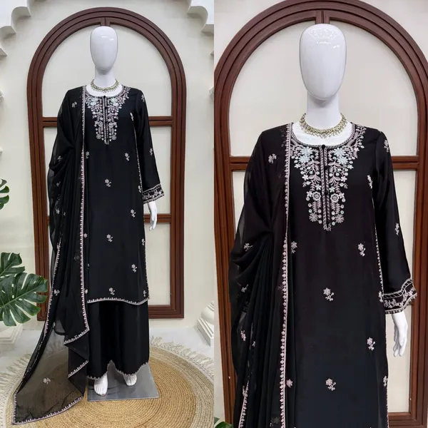 Rayon_Satin_Black_Kurta_Set