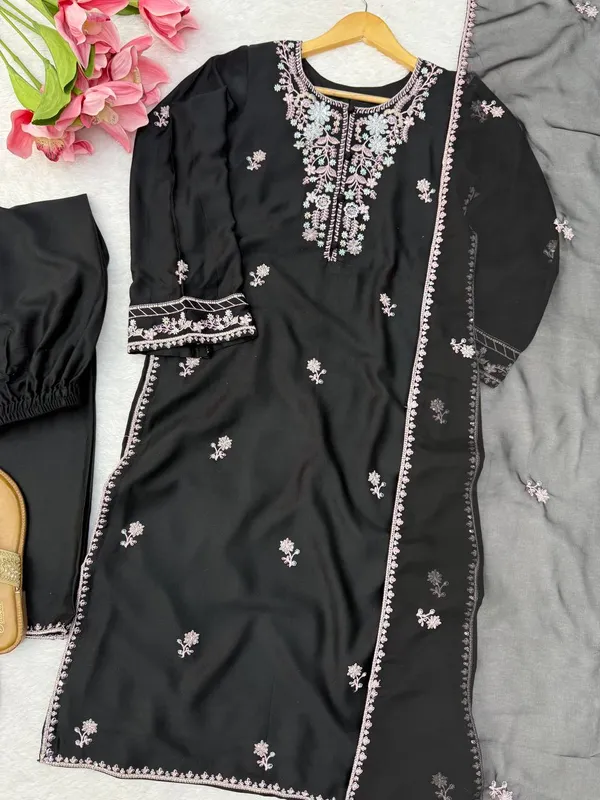 Rayon_Satin_Black_Kurta_Set