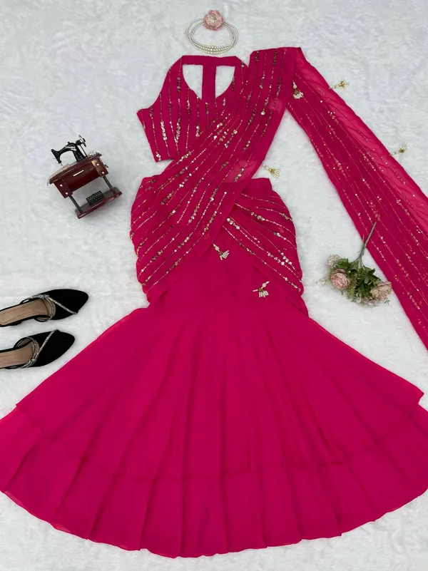 Red_Fishcut_Lehenga_Saree