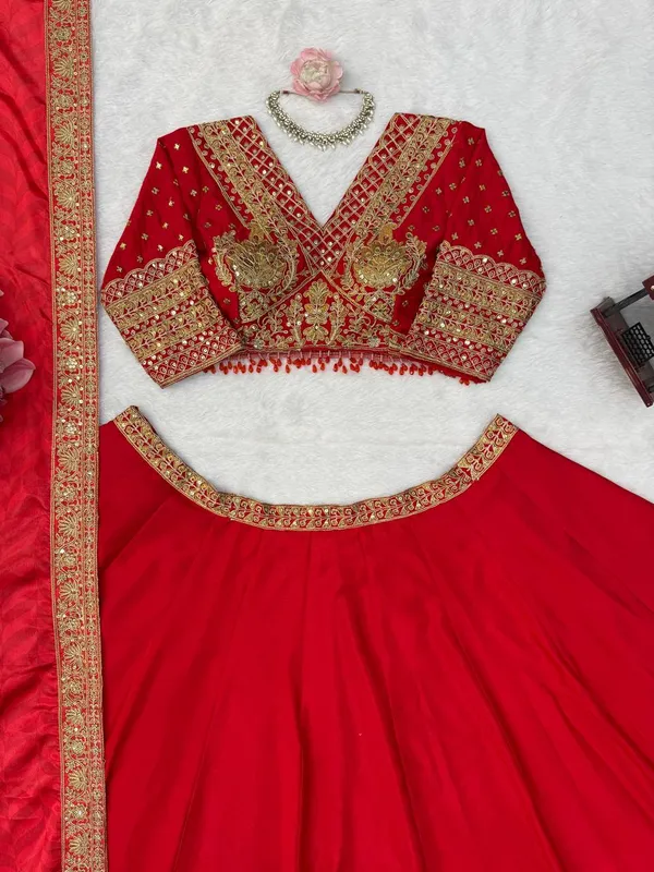 Red_Unique_Chinon_Fabric_Lehenga_for_women