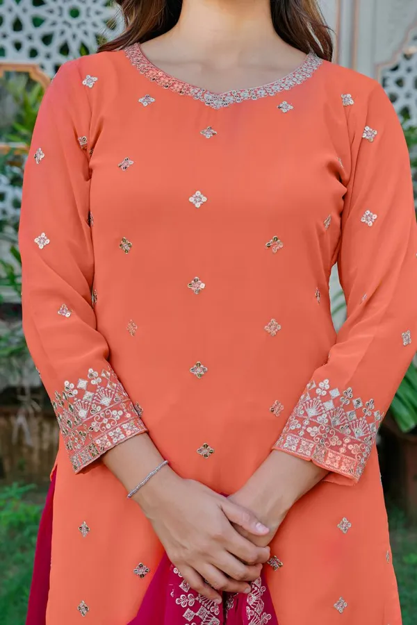 Orange_Heavy_Embroidered_Lengha_Choli_Set_With_Dupatta_|_For_Women
