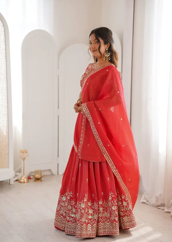 Orange_Heavy_Embroidered_Lengha_Choli_Set_With_Dupatta_|_For_Women