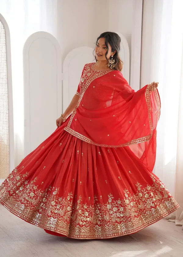 Orange_Heavy_Embroidered_Lengha_Choli_Set_With_Dupatta_|_For_Women