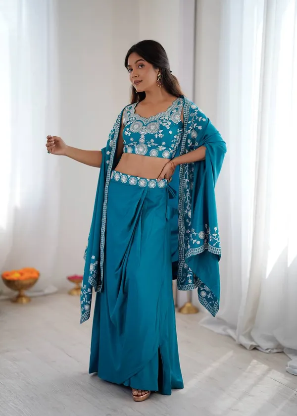 Blue_Heavy_Embroidered_Lengha_Choli_Set_With_Dupatta_|_For_Women