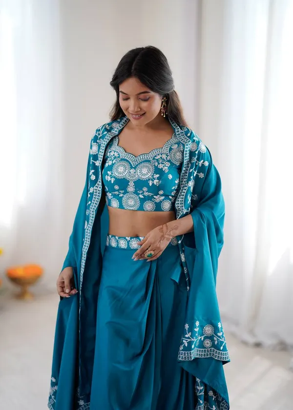 Blue_Heavy_Embroidered_Lengha_Choli_Set_With_Dupatta_|_For_Women