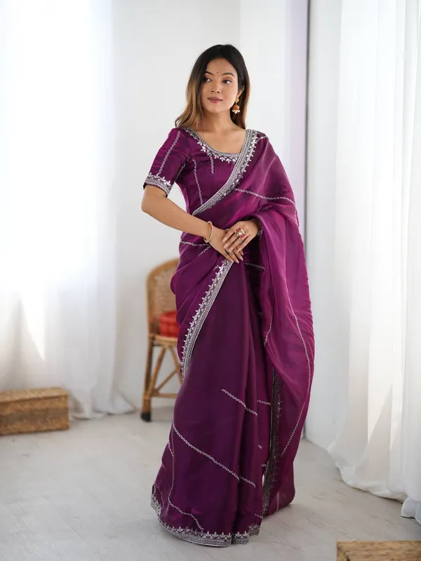 Navy_Blue_Heavy_Sequin_Embrodered_Saree_|_With_Unstitched_Blouse_Piece