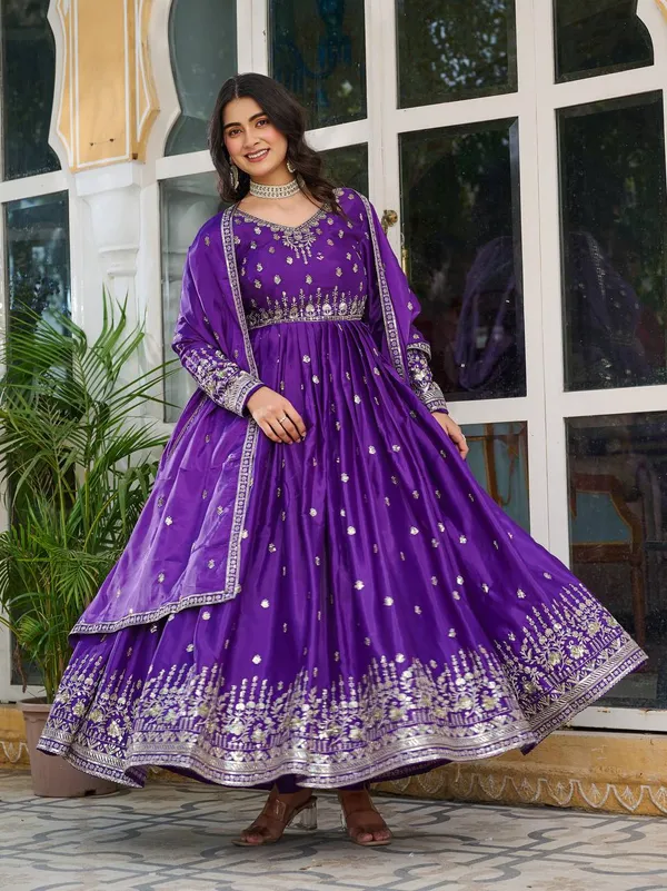 American_Silk_Gown_Festive_Wear_Set