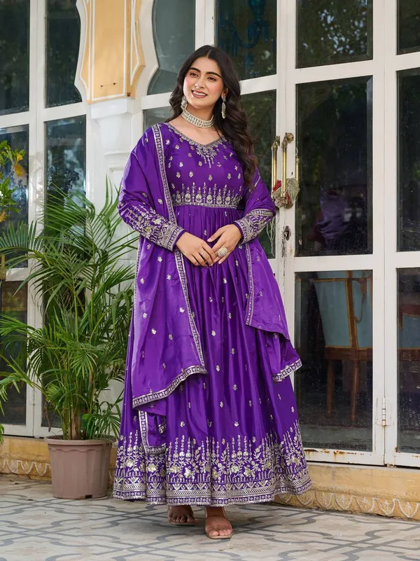 American_Silk_Gown_Festive_Wear_Set