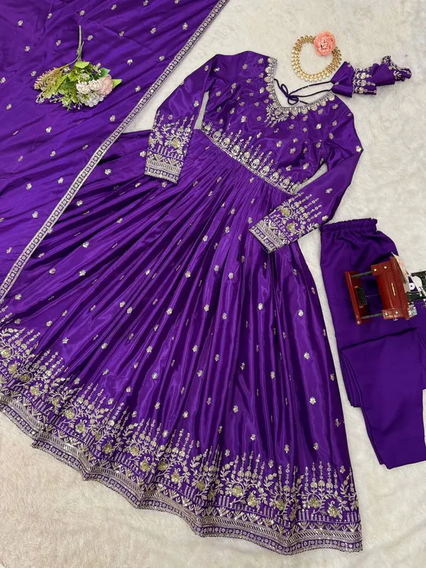 American_Silk_Gown_Festive_Wear_Set