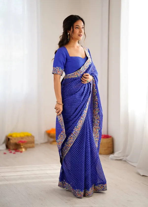 Georgette_Saree_Stylish_Casual_Wear_Set