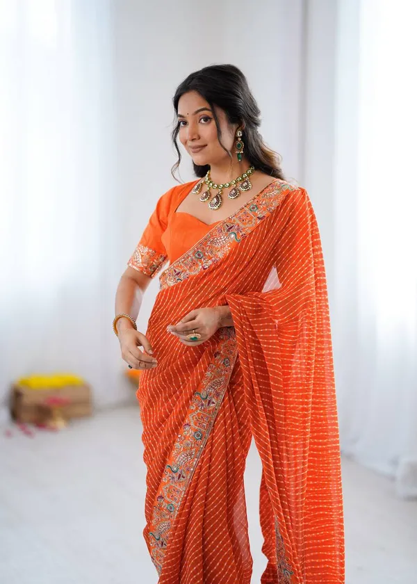 Georgette_Saree_Stylish_Casual_Wear_Set