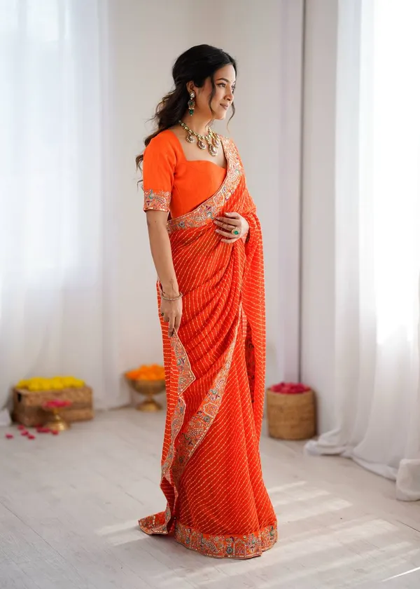 Georgette_Saree_Stylish_Casual_Wear_Set