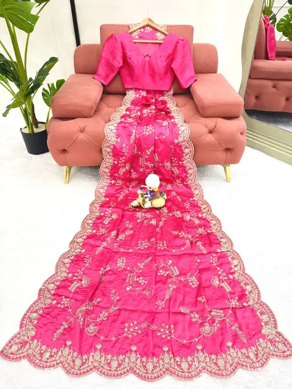Japan_Satin_Silk_Designer_Saree_Set