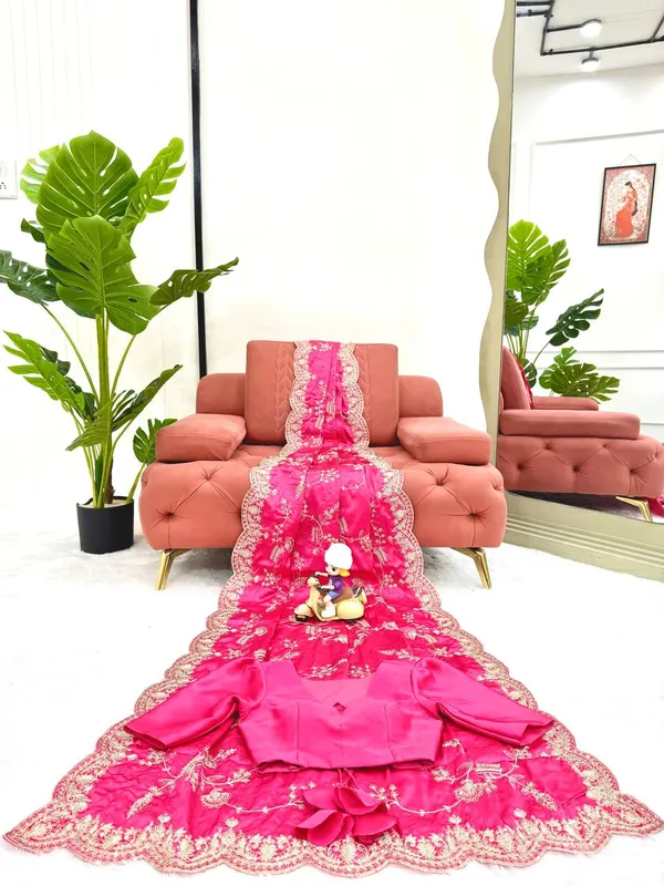 Japan_Satin_Silk_Designer_Saree_Set