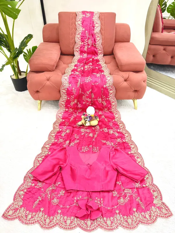 Japan_Satin_Silk_Designer_Saree_Set