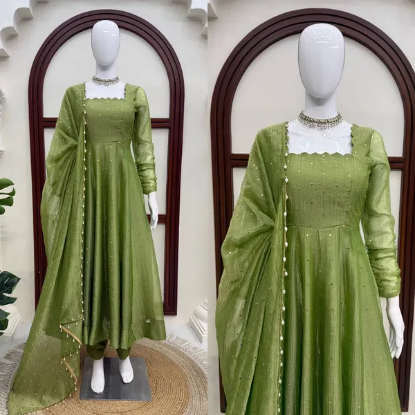 Salsa_Silk_Foil_Work_Gown_Pant_Dupatta_Set_Green
