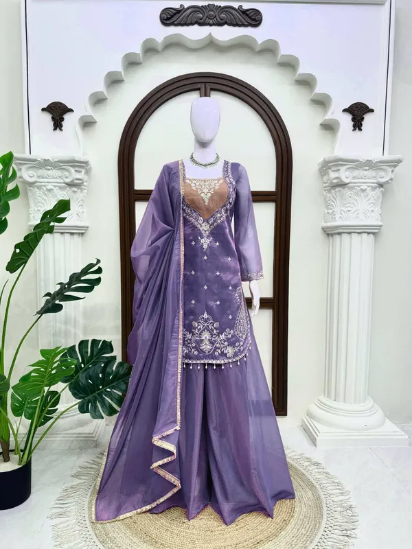 Shimmer_Fabric_Embroidered_Top_Palazzo_Dupatta_Set_Purple