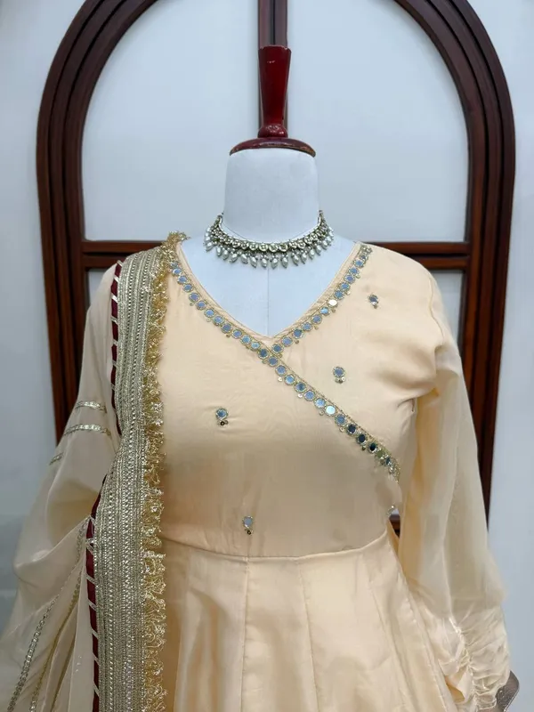 Tabby_Organza_Silk_Anarkali_Lehenga_Set_with_Mirror_Gota_Patti_Work_Cream