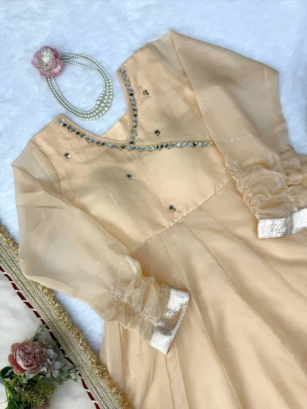 Tabby_Organza_Silk_Anarkali_Lehenga_Set_with_Mirror_Gota_Patti_Work_Cream
