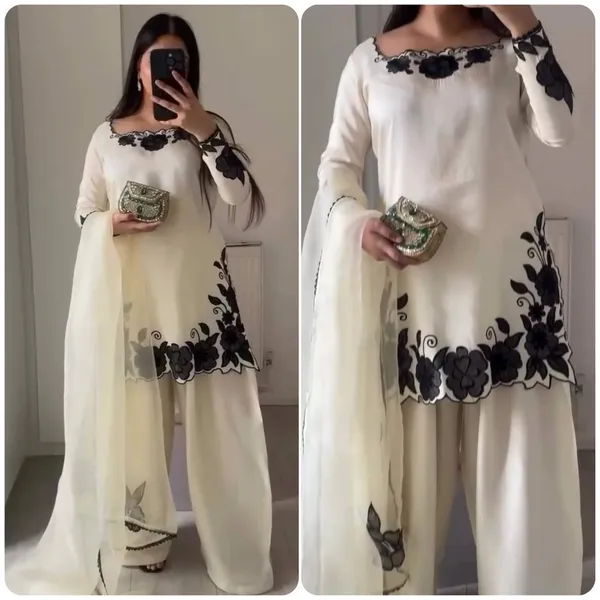 White_Embroiderd_Suit_With_Pant_And_Dupatta_Set_|_For_Women