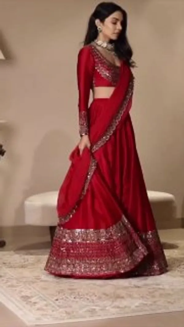 Vichitra_Silk_Lehenga_Set_Red