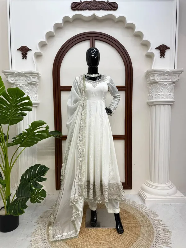 Vichitra_White_Anarkali_Set