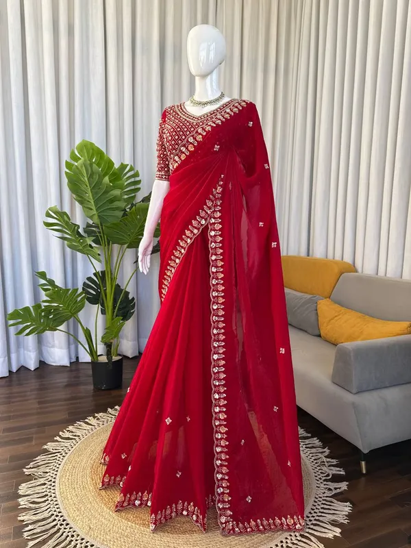 Scarlet_Red_Designer_Saree_with_Embroidered_Blouse_for_Women