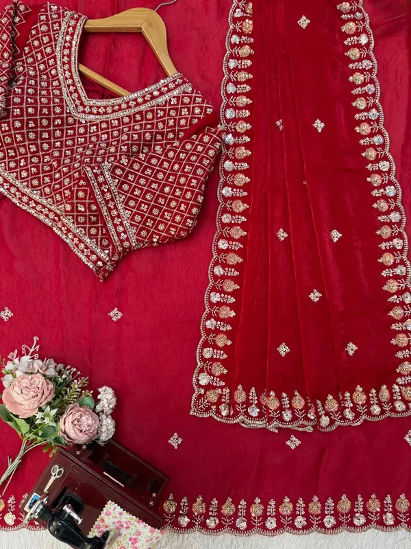 Scarlet_Red_Designer_Saree_with_Embroidered_Blouse_for_Women