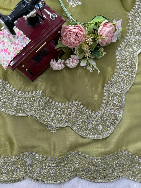 Olive_Green_Embroidered_Designer_Saree_with_Blouse_for_Women