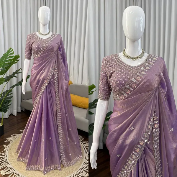 Purple_Heavy_Sequin_Embrodered_Saree_|_With_Unstitched_Blouse_Piece
