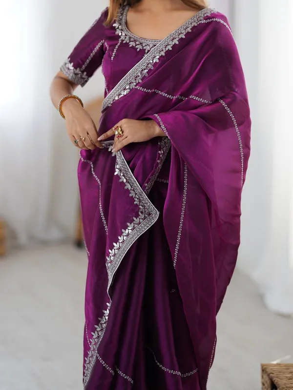 Purple_Heavy_Sequin_Embrodered_Saree_|_With_Unstitched_Blouse_Piece