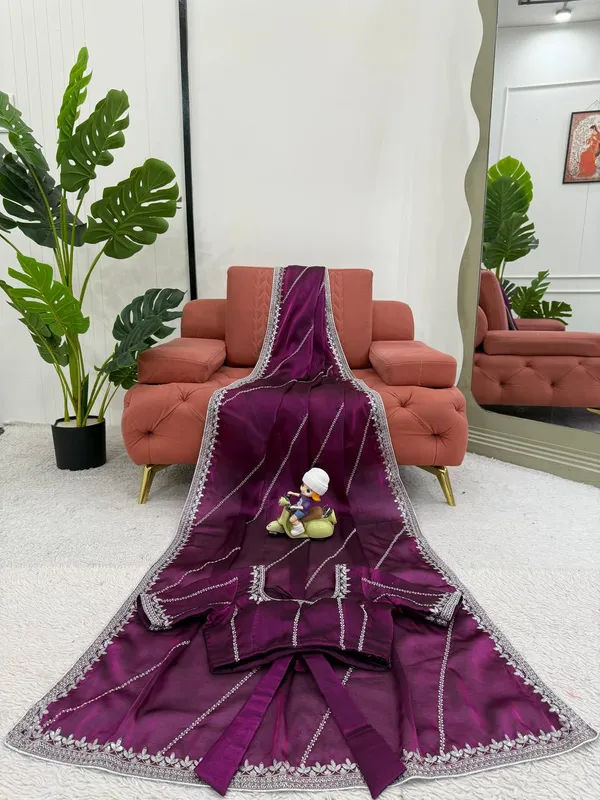Purple_Heavy_Sequin_Embrodered_Saree_|_With_Unstitched_Blouse_Piece