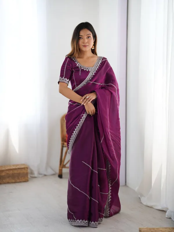 Purple_Heavy_Sequin_Embrodered_Saree_|_With_Unstitched_Blouse_Piece