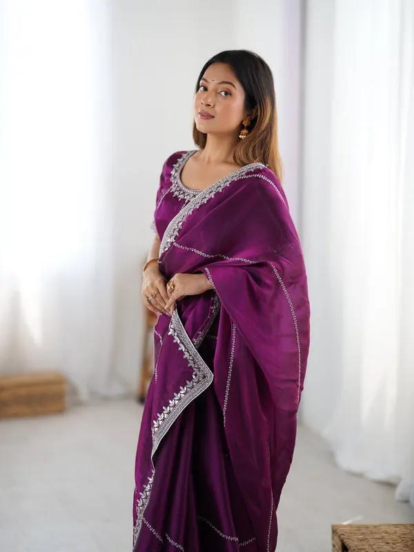 Purple_Heavy_Sequin_Embrodered_Saree_|_With_Unstitched_Blouse_Piece