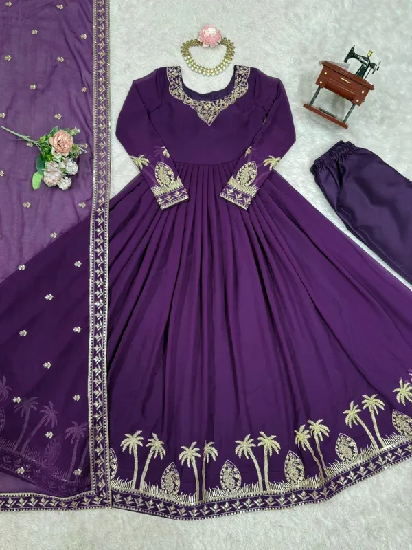 Purple_Elegant_Design_Faux_Georgette_Gown_For_Women